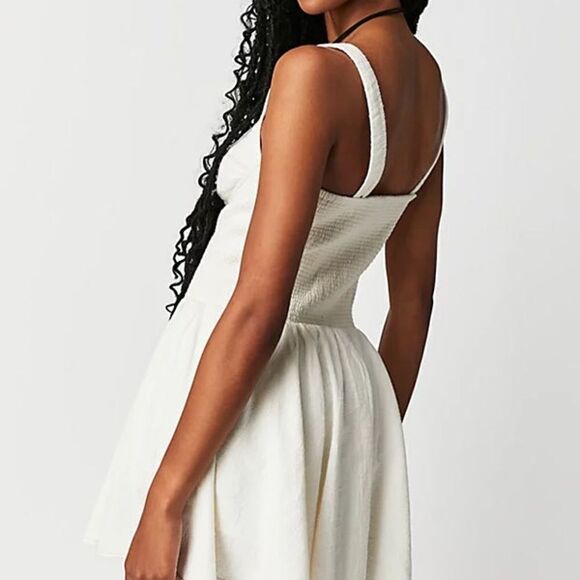 New Anthropologie Free People Delilah Cream Romper Dress Sz L - Picture 3 of 8